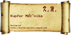 Kupfer Mónika névjegykártya